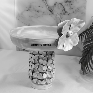 Tazón de Chocolate de Metal con Recubrimiento en Polvo Gris, Tazón de Dulces de Diseño de Alta Calidad, Forma Redonda, Diseño Floral - Product Image 2