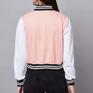 Women's Custom Cropped Breathable Printed <b>Canvas</b> Letterman Jacket New Arrival Winter Fall Cotton Varsity Style XL Size Wholesale - Product Image 2