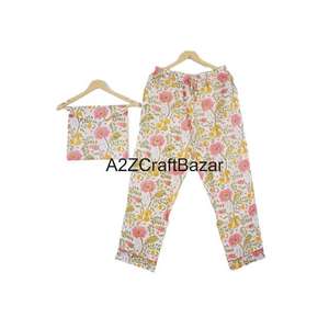 Pyjama pour femmes 100 % coton pur, pyjama indien ample, pyjama de demoiselle d'honneur, ensemble de pyjama en coton imprimé à la main - Product Image 3