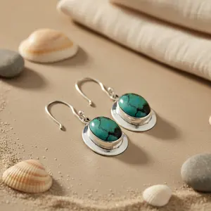 925 <b>Silver</b> Trendy Turquoise <b>Stud</b> <b>Earrings</b> <b>for</b> <b>Women</b> Cute Gemstone Jewelry <b>for</b> Engagement Wedding Anniversary Party <b>for</b> Gifts - Product Image 2