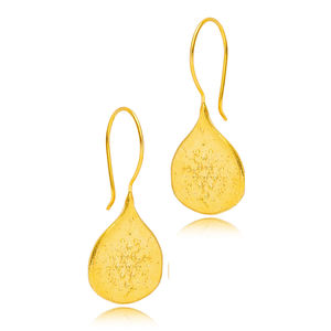 Pendientes de plata de primera ley con forma de gota, aretes, plata esterlina 925, oro de 22 quilates, Estilo Vintage, turco, martillado - Product Image 3