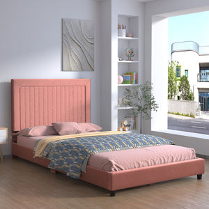 Camas Gemelas Tapizadas para Niños, Cama Infantil de Terciopelo, Cama Moderna para Niños, Cabecera Ajustable en Altura para Adolescentes para Dormitorio - Product Image 1
