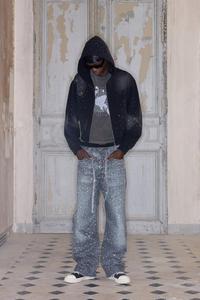 Sweat à capuche en strass de haute qualité surdimensionné personnalisé thermique hommes sweats à capuche pour vêtements de rue coupe ample hommes sweats à capuche - Product Image 3