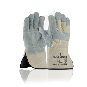 Guantes de Seguridad de Cuero Holy Signs, Doble Palma, Resistentes a la Abrasión, Antideslizantes, Hechos en Pakistán - Product Image 1