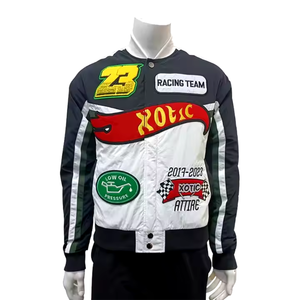 Chaqueta de carreras personalizada Unisex Biker motocicleta Vintage Streetwear Casual Stand Varsity chaqueta al aire libre Street Racing Jacket - Product Image 2