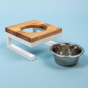 Bol à nourriture pour chien et chat en marbre blanc naturel élégant avec base en bois massif, bol à nourriture pour animaux de compagnie en pierre artisanale pour les maisons de luxe - Product Image 2