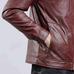 Pure <b>Leather</b> <b>Jacket</b> Winter Plain Gents Vintage <b>Genuine</b> <b>Leather</b> <b>Jacket</b> Top Quality Fashion Cowhide Brown <b>jacket</b> for men - Product Image 2