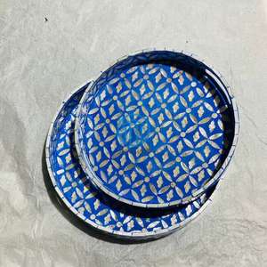 Plateau de service haut de gamme en nacre, plateau décoratif fait à la main avec incrustations de coquillages pour servir le thé, le café et les repas - Product Image 4