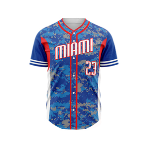 Camisetas de béisbol con botones completos de diseño personalizado OEM, cuello en V sublimado, ropa de práctica de secado rápido transpirable de alta calidad para - Product Image 1