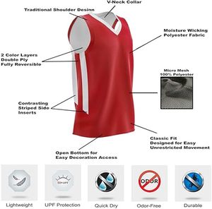 Fabricant et exportateur personnalisés de maillots de basket-ball réversibles pour jeunes garçons uniformes athlétiques en polyester pour le style d'ensemble de sport - Product Image 3