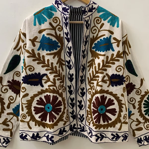 Veste en coton bohème pour femmes, veste hippie Suzani brodée à la main, veste mi-saison, veste indienne bohème - Product Image 1