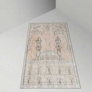 พรมลายวินเทจ, พรมสีเบจ, พรมสีน้ำตาล, พรมมุสลิม, พรมของขวัญรอมฎอน, พรมเนื้อนุ่มแบบไม่ทอ - Product Image 5