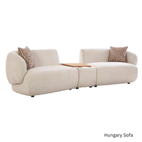 Ensemble de canapés modulaires incurvés 2 places en tissu bouclé moderne d'Inde avec console en bois intégrée pour salon, entrepôt, hôtel