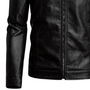 Mode en gros personnalisé nouveau design meilleure qualité en cuir souple fabriqué en tissu fermeture éclair vestes en cuir pour hommes - Product Image 6