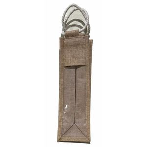 Bolsa de Regalo para Vino de Yute con Ventana Transparente, Bolsa Reutilizable para Botellas, Porta Vino Ecológico con Logotipo Personalizado - Product Image 4