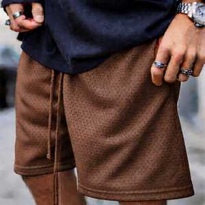 Shorts en maille 100 % polyester écologique noir élégant pour homme, double couche, séchage rapide, respirant, entrejambe de 7 pouces, qualité supérieure - Product Image 1