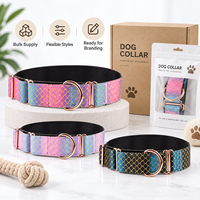 Collier pour chien à écailles de sirène, accessoires en or rose, réglable, en nylon tissé doux dégradé, logo personnalisé, OEM, vente en gros
