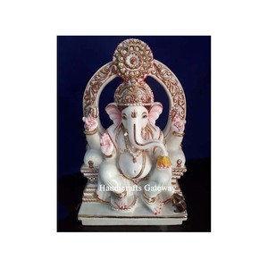 Statue de seigneur de marbre Ganesha, objets exclusifs - Product Image 1