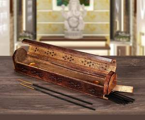 Wooden Coffin <b>Incense</b> Burner with Storage Compartment Ash Catcher Hand Carved, <b>Incense</b> <b>Stick</b> <b>Holder</b>, <b>Incense</b> Burners - Product Image 5