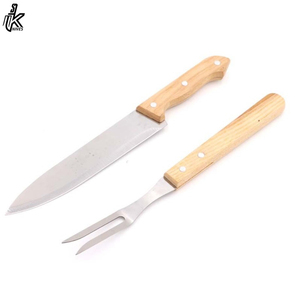 Conjunto de herramientas de barbacoa de acero inoxidable, con mango de madera, tenedor, cuchillo, con funda de transporte de nailon, gran oferta - Product Image 2
