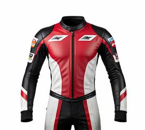 Combinaison de course en cuir de moto personnalisée | Logos brodés de col de confort avec fermetures éclair de ventilation | Blindé CE | Coupe sur mesure - Product Image 2