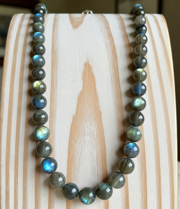 Collier femme 18 pouces en argent 925 guérison pierre de labradorite naturelle perlée d'eau douce nouée à la main Design mode à la mode - Product Image 5