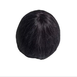 Perruque en cheveux humains à dentelle frontale mono, cheveux chinois vierges Remy, patchs de cheveux, lisses crépus, vague profonde, 1b+gris - Product Image 3