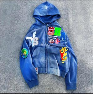 Sudadera con capucha lavada con piedra Vintage para hombre, ropa de gran tamaño con ajuste cuadrado y desteñida al sol, Sudadera con capucha personalizada con forro polar recortada desgastada - Product Image 6