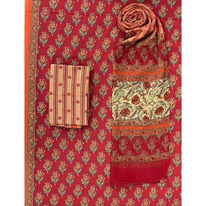 Dupatta de Chiffon sin Coser con Estampado a Bloque y Salwar Kameez, Material de Vestido Étnico y de Uso Diario con Diseño a Mano - Product Image 1