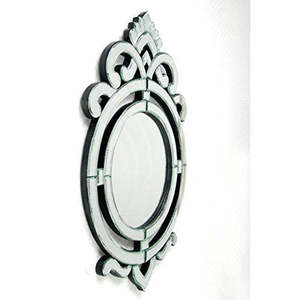 Elegante Espejo Redondo de Pared con Marco de Aluminio y Resina, Estilo Antiguo, para Decoración de Baños en Hogares u Hoteles - Product Image 2