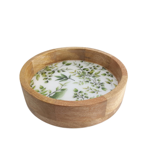 Nueva bandeja decorativa de madera de forma redonda para servir en calcomanía, bandeja para servir alimentos terminada con esmalte para uso en hoteles y restaurantes - Product Image 3