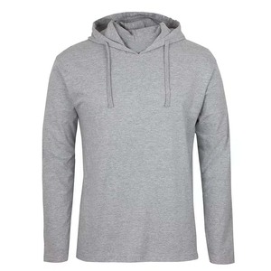 T-shirt à capuche en coton bleu marine à manches longues 100% coton bleu marine de haute qualité coupe classique sweat-shirt - Product Image 3