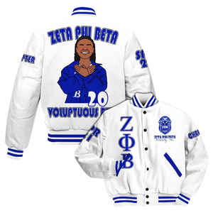 Zeta Phi Beta 1920 Sorority ZPB Fundadores Azul Blanco Varsity Letterman Chaqueta Greek Life Chenille Patch Edition - Product Image 3