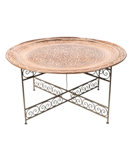 Table console de salon de style marocain en cuivre gravé fait main meubles de table d'entrée pour le salon - Product Image 1