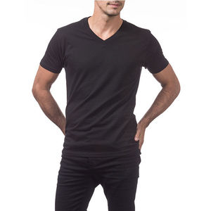 Wholesale <b>Mens</b> <b>V</b> <b>Neck</b> <b>T</b> <b>Shirts</b> 100% Cotton Knitted Breathable Eco-Friendly Short Sleeve Casual Soft Comfortable Basic Tee - Product Image 2