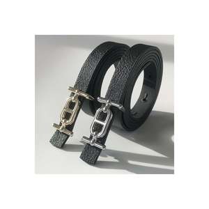 Offre spéciale 2 pièces : Ceinture fine avec boucles dorées et argentées, ceinture pour pantalon, ceinture pour chemise, ceinture pour veste - Noir - Or et argent - Product Image 2