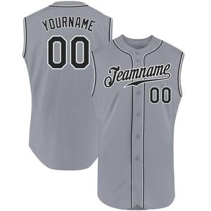 Pakistán ropa deportiva industria personalizada gris negro-blanco auténtica camiseta de béisbol sin mangas - Product Image 1