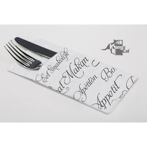 Serviettes de table Kanguro imprimées Buen Provecho, blanches, 40x40cm, 960 pièces, B2B - Product Image 1