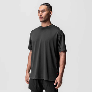 Men Oversized Dark Grey T-Shirt Loose Fit Short Sleeve Cotton Casual Streetwear Relaxed Top Gym Tee Custom Logo Available - Product Image 1