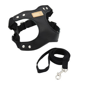 حزام للكلاب الصغيرة، سترة أنيقة من الجلد الصناعي مع مقبض سهل التحكم، مشبك أمامي بدون خنق مع مشبكين معدنيين للحزام - Product Image 2