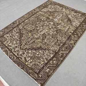 Grand tapis turc vintage 6,8x9,3 pieds, tapis oriental brun en laine - Product Image 2