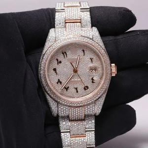 Hip Hop Bussdown Dial Men and Women Luxury Iced Out <b>Watch</b> Hand Made Setting VVS Lab Diamond Two Tone Rose Gold Luxury <b>Watch</b> - Product Image 1