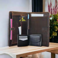 Artha Genuine Leather Expandable A4 Zip File Fastener Portfolio Organizer Folder