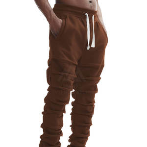 Pantalones de chándal apilados al por mayor pantalones de chándal apilados inferiores con bolsillos laterales pantalones apilados para hombre con logotipo personalizado - Product Image 6