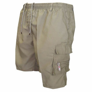 Shorts cargo pour homme, taille mi-haute, cordon de serrage, séchage rapide, 100% coton, bermuda décontracté avec poches zippées - Product Image 3