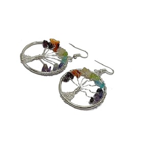 Haute 7 Chakra Arbre Boucle D'oreille À Facettes Chipe Guérison Pierres Précieuses Cristal De Mode Bijoux Boucles D'oreilles Ensemble Bijoux pour Femmes Grossiste - Product Image 1