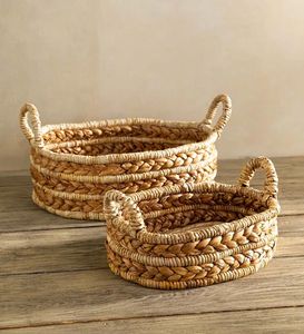 Cesta Decorativa Ovalada de Ratán con Acabado Elegante, Ecológica, Personalizable, Apta para Interiores Rústicos, Cocinas de Estilo Campestre y Decoración Costera - Product Image 2