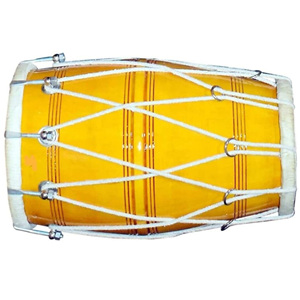 เครื่องดนตรีไม้ dholak dholak กลองอ่อนนุชและสีเหลือง dholak หนา - Product Image 3