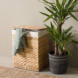 Panier de rangement artisanal en jacinthe d'eau naturelle, écologique, design rectangulaire polyvalent, style épuré, rangement de haute précision - Product Image 6