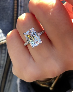 Anillo de compromiso de moissanita de corte triturado antiguo de 3,50 Ct anillo de brida de diamante de boda de plata esterlina de corte radiante - Product Image 4